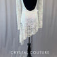 White Leotard with Asymmetrical Sequined Lace Skirt and Sleeves