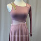 Mauve One Sleeve Leotard with Asymmetrical Skirt - Rhinestones & Appliques