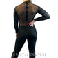 Black and Silver Unitard with Mesh Back and Rhinestones