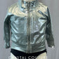 Silver Elbow Length Zip Up Jacket with Trunks - Rhinestones