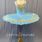 Sky Blue Platter Tutu with Gold Appliques and Rhinestones