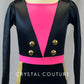 Black & Pink Long Sleeve Leotard with Gold Details