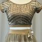 Golden Brown & Tan Sequined Crop Top with Mesh Skirt - Rhinestones