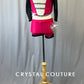 Custom Bright Pink Strappy Two Piece with Black Netted Sleeves - Rhinestones