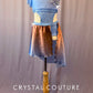 Custom Light Blue Asymmetrical Connected Two Piece with Flutter Sleeve and Ombre Skirt - Rhinestones - Size AXS