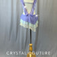 Custom Lavender Leotard with Tiered Mesh Skirt and 3D Floral Appliques - Rhinestones - Size YM