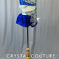 Custom Royal Blue and Silver Two Piece with with Beaded Fringe and Strappy Back - Rhinestones - Size YM