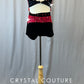 Custom Red and Black Lace Strappy Two Piece with Beaded Fringe - Rhinestones - Size AXS