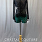 Custom Black and Green Snake Skin Biketard with Beaded Fringe - Rhinestones - Size AXS