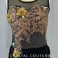 Custom Black Mesh Leotard with Burgundy Half Skirt - Rhinestones & Appliques