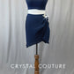 Navy Blue Top with Micro Pleated Skirt - Rhinestones