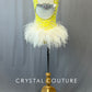 Custom Yellow Lace Leotard with Ostrich Feather Bustle - Rhinestones