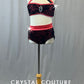 Custom Black and Coral Lace Two Piece with Strappy Back - Rhinestones