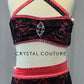 Custom Black & Coral Lace Two Piece with Strappy Back - Rhinestones