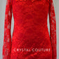 Red Lace Flare Sleeve Overlay Dress