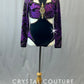 Black and Purple Connected Two Piece with Gold Details - Rhinestones