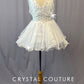 White Shimmer Halter Dress with Crinoline and Rhinestones