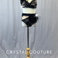 Custom Black Lace Two Piece with Strappy Back and Feathers - Rhinestones