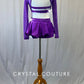 Custom Purple Two Piece with Back Skirt and Mesh Long Sleeves - Rhinestones