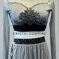 Grey & Black Two Piece With Attached Skirt - Rhinestones