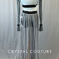 Grey and Black Two Piece With Attached Skirt and Ruffle Collar - Rhinestones