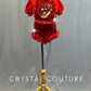 Custom Red Muppet Babies Sequined Jumper with Puff Sleeves and Ruffles - Rhinestones