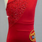 Custom BayWatch Asymmetrical Lifeguard Leotard with Ruffle Hips and Strappy Back - Rhinestones