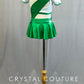 Custom Green and White Girl Scout Two Piece Top and Skirt with Sash and Patches - Rhinestones
