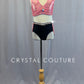 Coral and Black Netted Two Piece with Mesh Back - Rhinestones