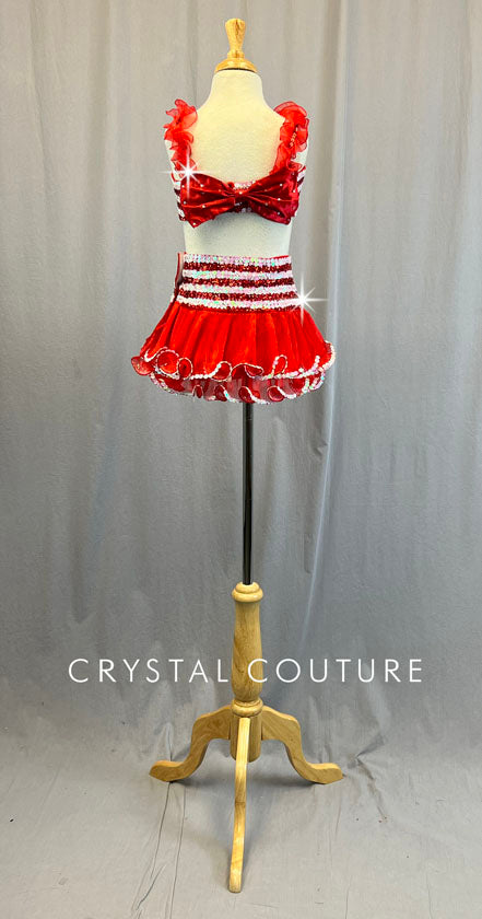 Peppermint Twist Sequined Two Piece Top and Skirt
