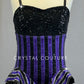 Purple and Black Striped Sequined Leotard with Hip Line Ruffles - Rhinestones