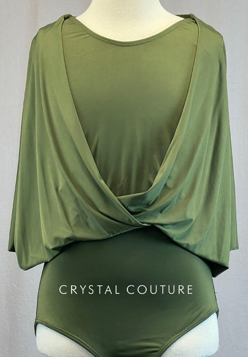 Olive Leotard with Attached Drape Top