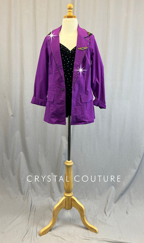 Purple Pilot Blazer with Black Leotard - Rhinestones