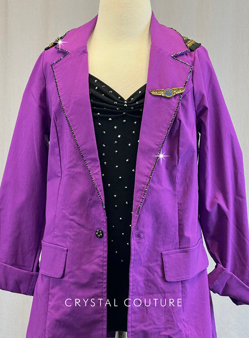 Purple Pilot Blazer with Black Leotard - Rhinestones