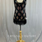 Black Sequined Flapper Dress with Fringe Hem - Rhinestones