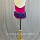 Custom Pink and Blue Open Back Leotard with Asymmetrical Fring Skirt - Rhinestones