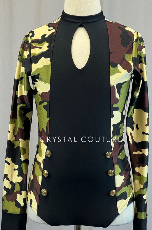 Black and Camo Long Sleeved Leotard
