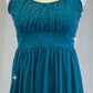 Teal Empire Waist Camisole Dress with Tiered Skirt - Rhinestones