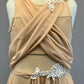 Nude Mesh Drape Front Leotard with Appliques and Skirt - Rhinestones