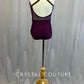 Plum V Neck Leotard with Mesh Top - Rhinestones