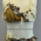 Custom Cream and Tan Two Piece with Back Skirt and Appliques - Swarovski Rhinestones