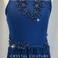 Navy Blue Mock Neck Leotard with Long Mesh Skirt - Rhinestones