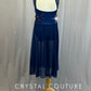 Navy Blue Mock Neck Leotard with Long Mesh Skirt - Rhinestones