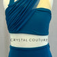 Teal Two Piece with Strappy Back and Mesh Drape