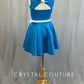 Bright Blue A Line Dress with White Belt and Cinch Back - Rhinestones