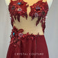 Custom Burgundy and Nude Leotard with Short Skirt and Appliques - Rhinestones