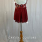 Custom Burgundy and Nude Leotard with Short Skirt and Appliques - Rhinestones