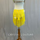 Custom Yellow Fringe Hem Dress with Side Cutouts - Rhinestones