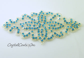 Aquamarine Beaded/Rhinestone Applique #1