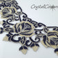 Black/Tan Floral Lace Embroidered Applique